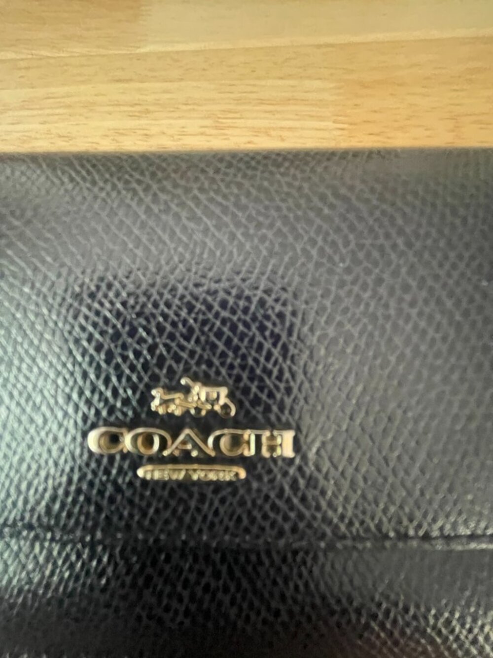 Coach Navy Cross grain Leather Continental Snap Wallet Zip Clutch - Picture 6 of 9